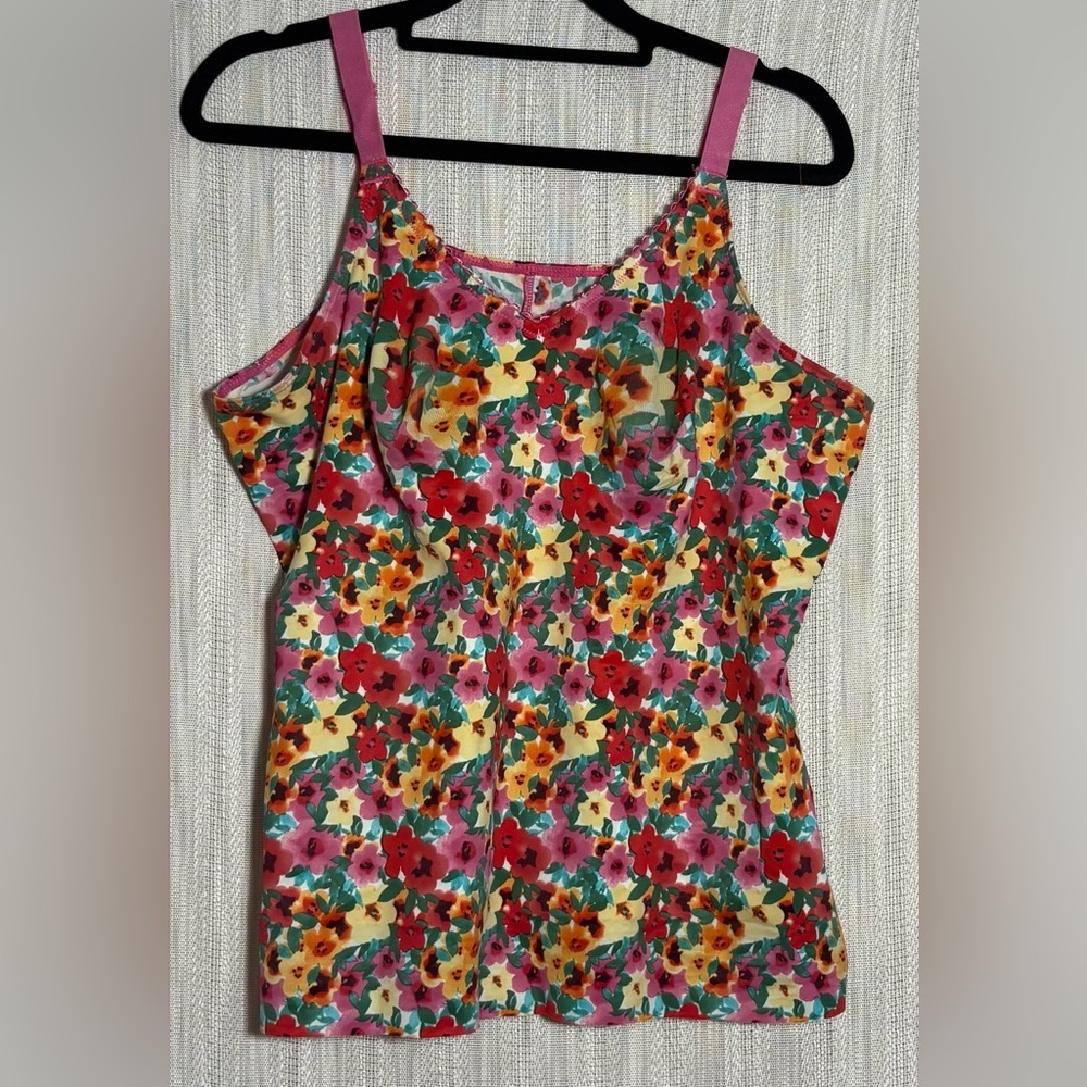 Ruby Ribbon Floral Camisole in Red, Pink, Yellow, and Green